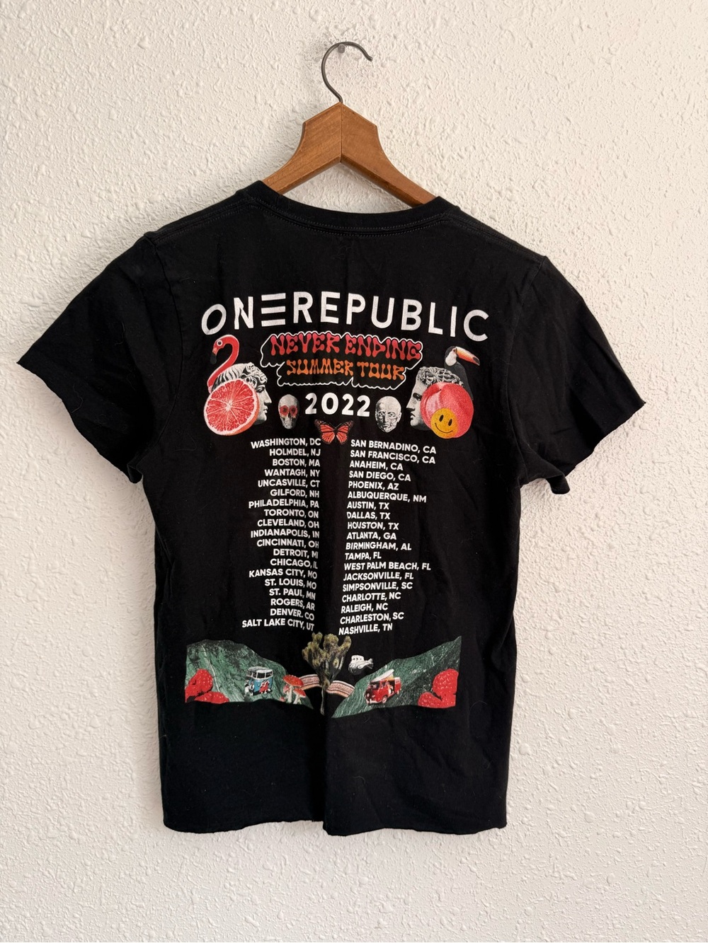 One Republic 2022 black band concert tour t shirt cropped S